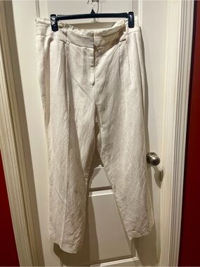 Calvin Klein Cream Pleated Chinos